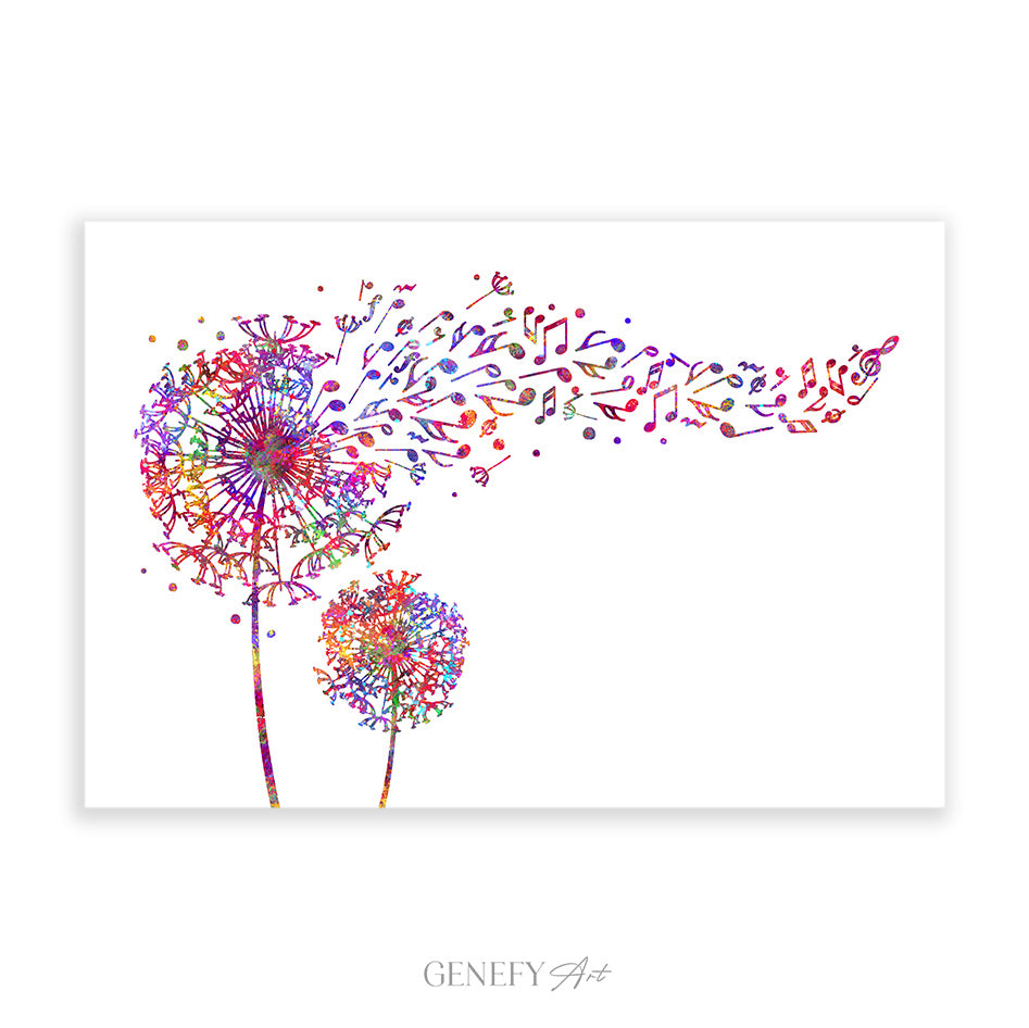 Dandelion Music Notes Art Print