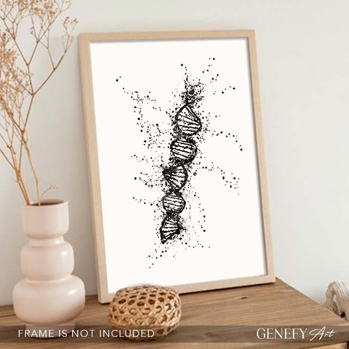 DNA Black and White Watercolour Art Print