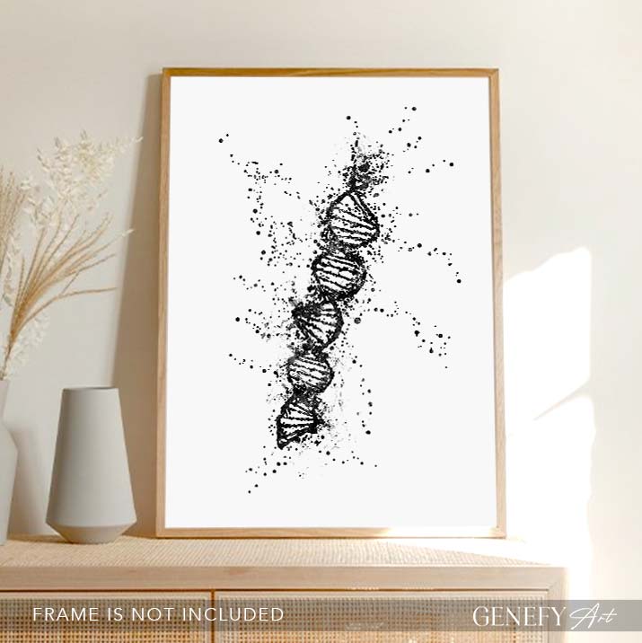 DNA Black and White Watercolour Art Print