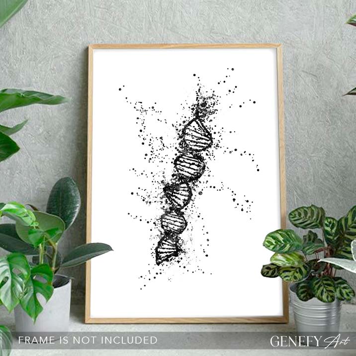 DNA Black and White Watercolour Art Print