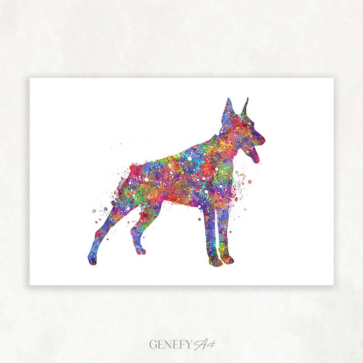 Doberman Pinscher Watercolour Print