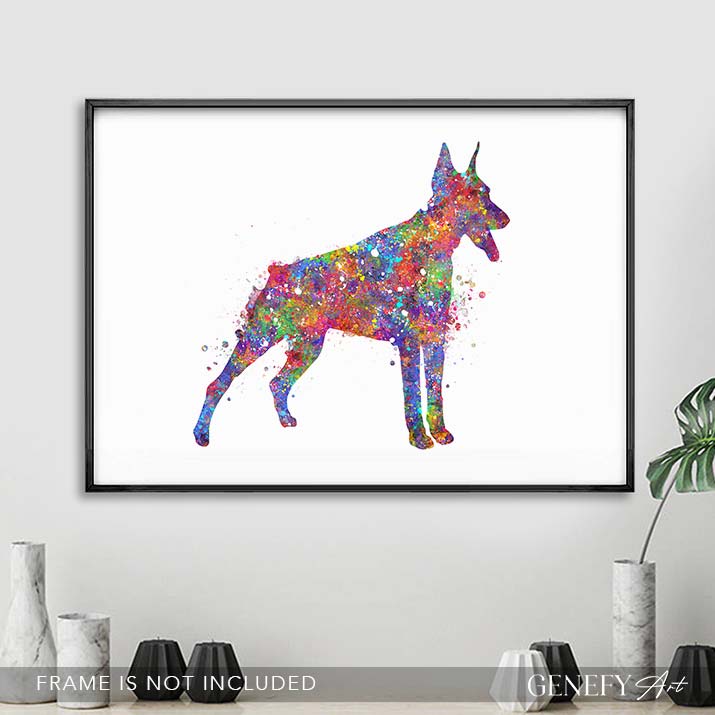 Doberman Pinscher Watercolour Print