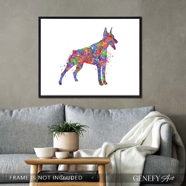 Doberman Pinscher Watercolour Print