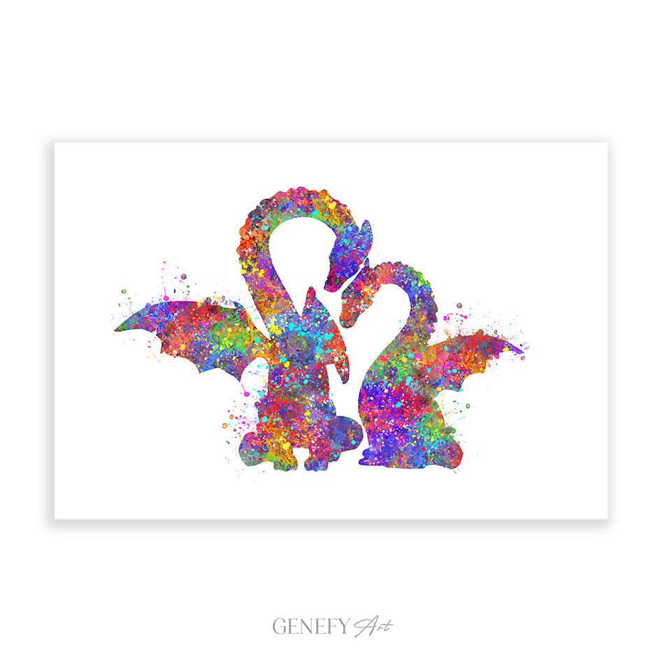 Dragon Couple Watercolour Art Print