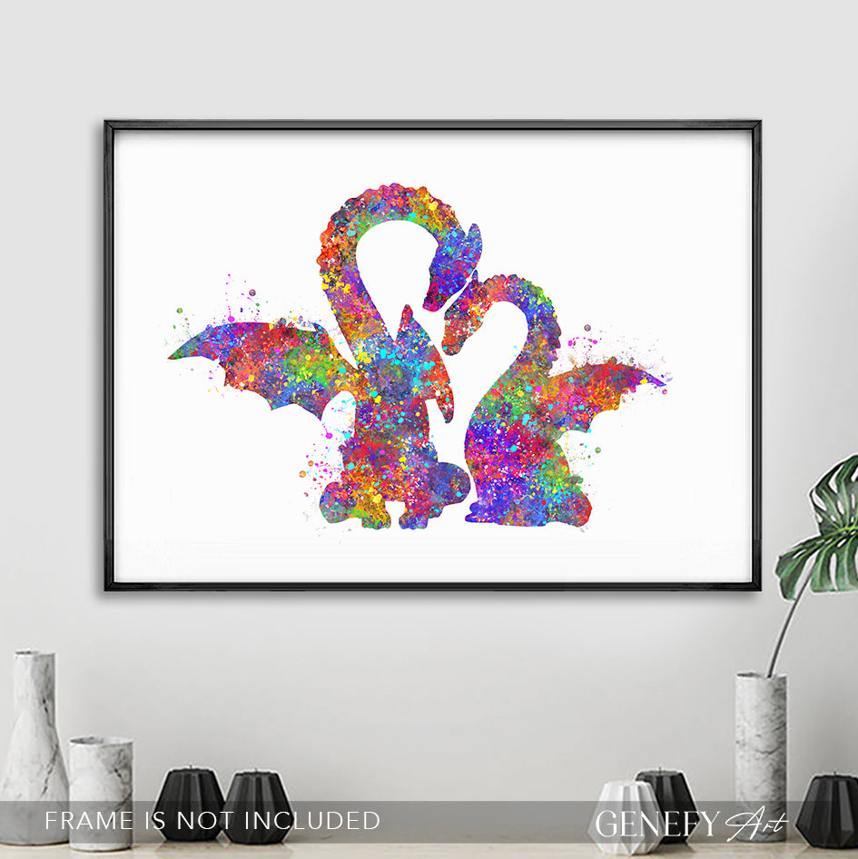 Dragon Couple Watercolour Art Print