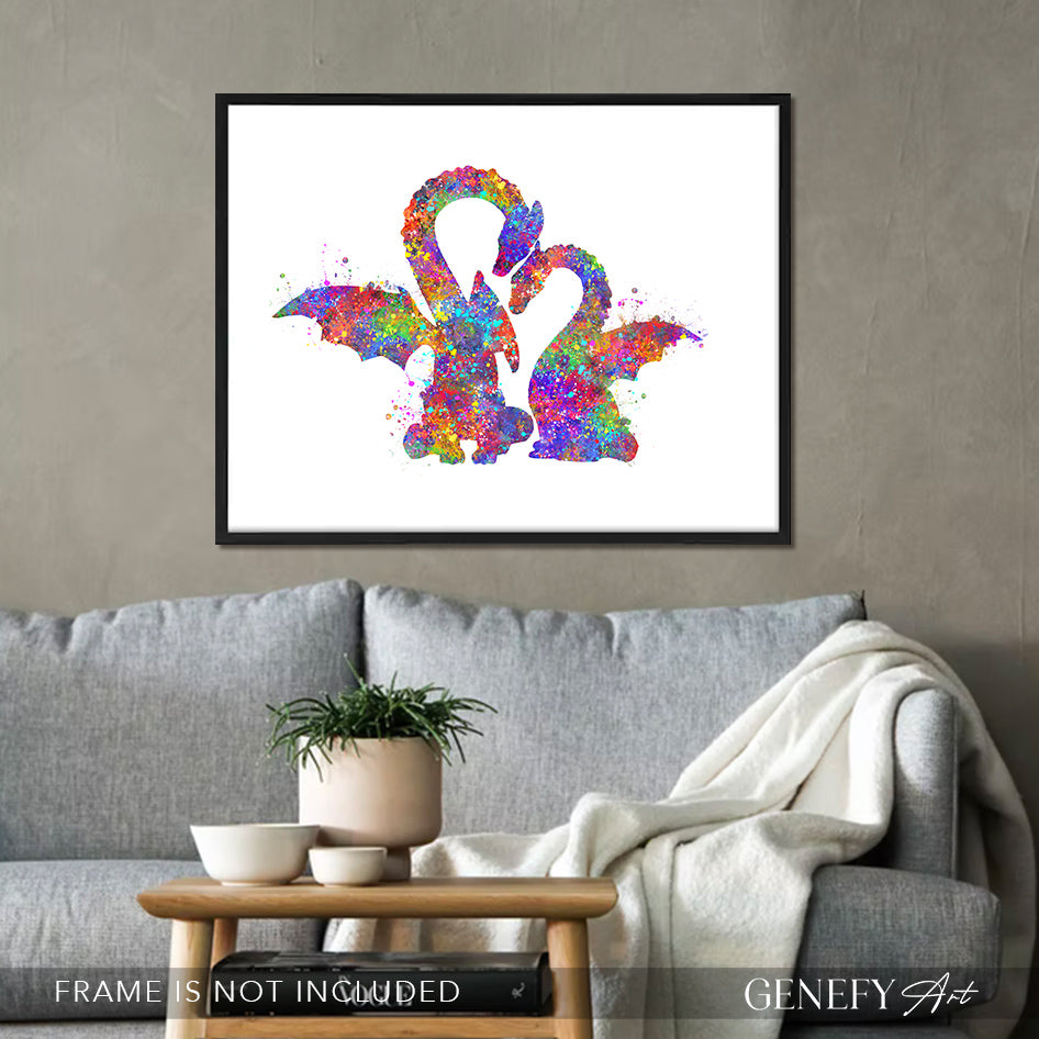 Dragon Couple Watercolour Art Print