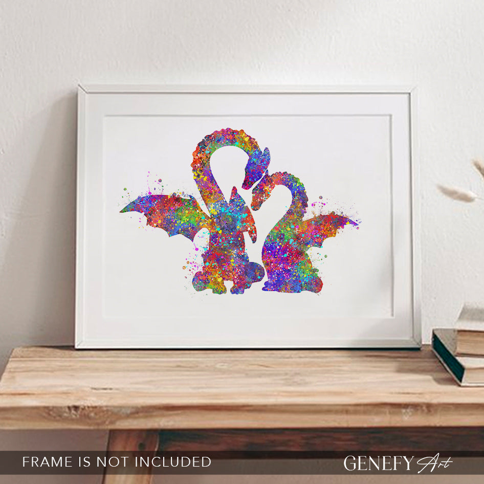 Dragon Couple Watercolour Art Print