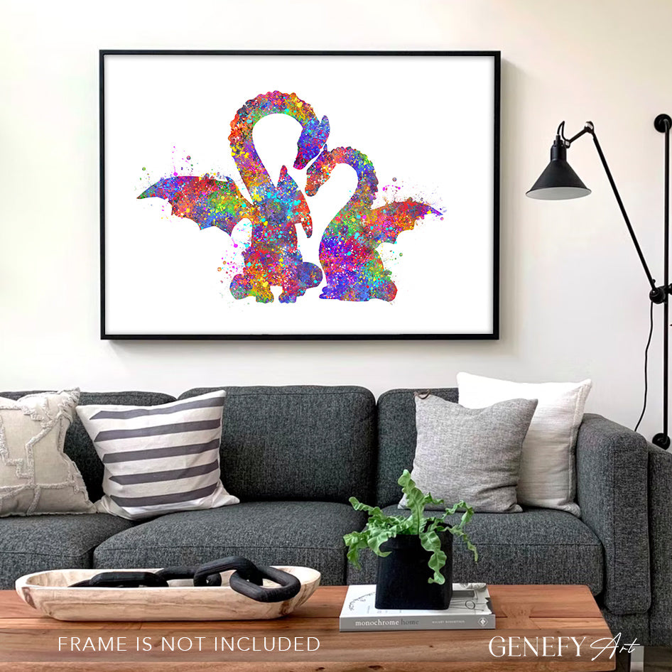 Dragon Couple Watercolour Art Print