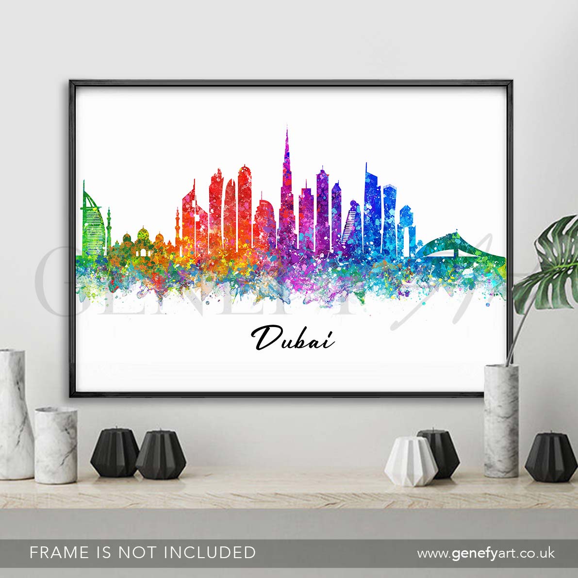 Dubai Skyline Watercolour Print - Genefy Art
