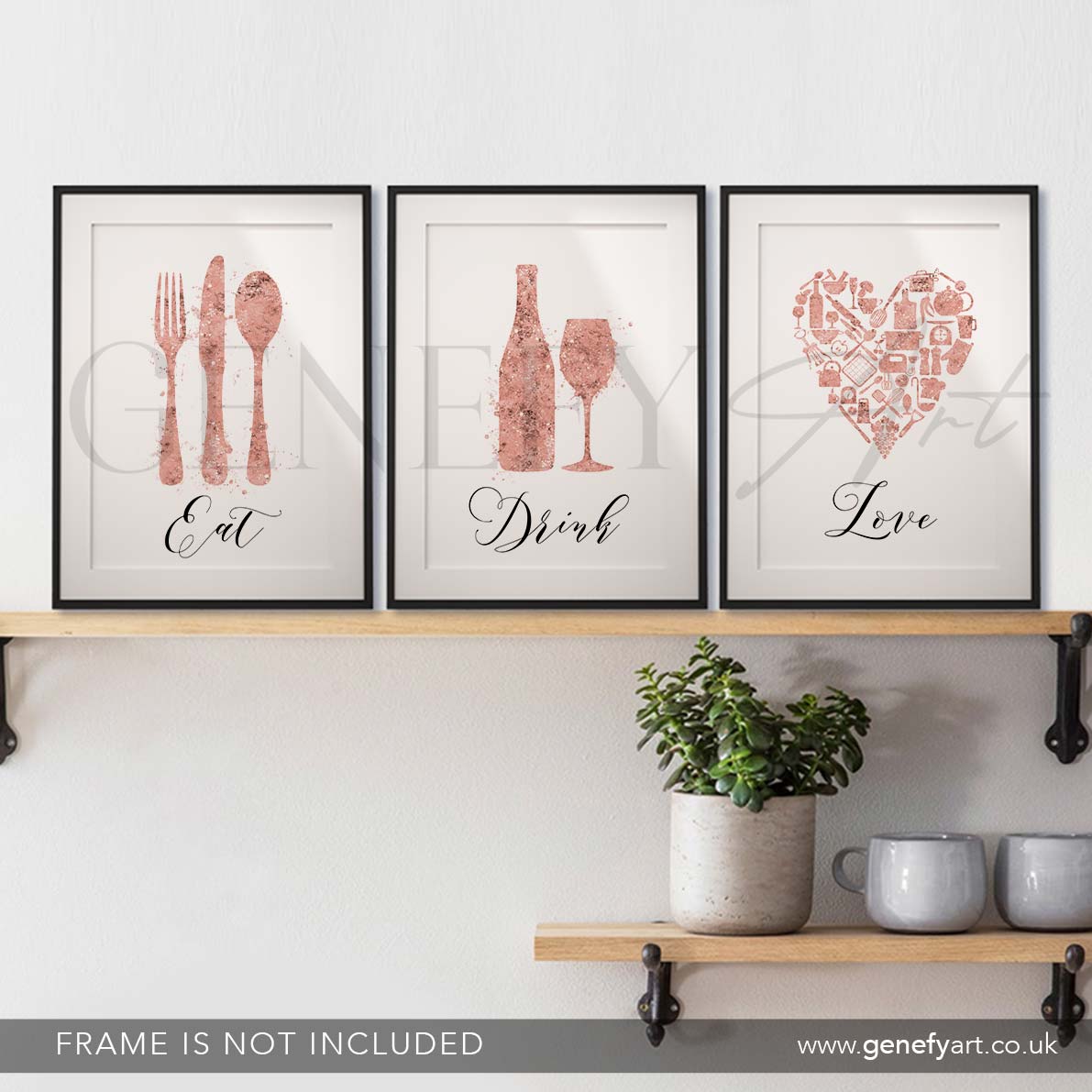 Pink Kitchen Watercolour Art - Set of 3