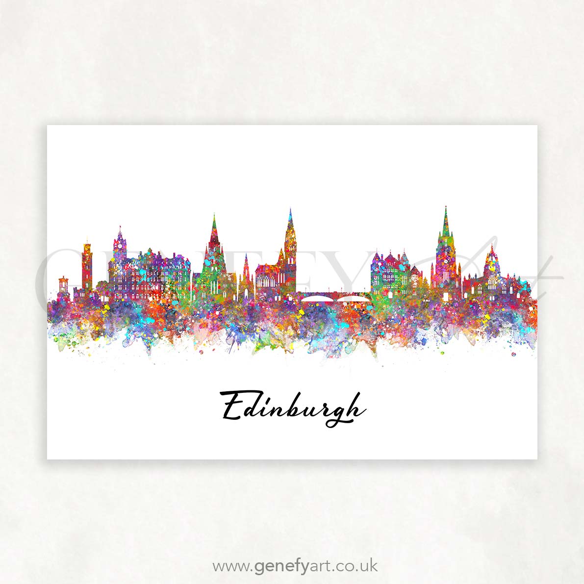 Edinburgh Skyline Watercolour Print - Genefy Art