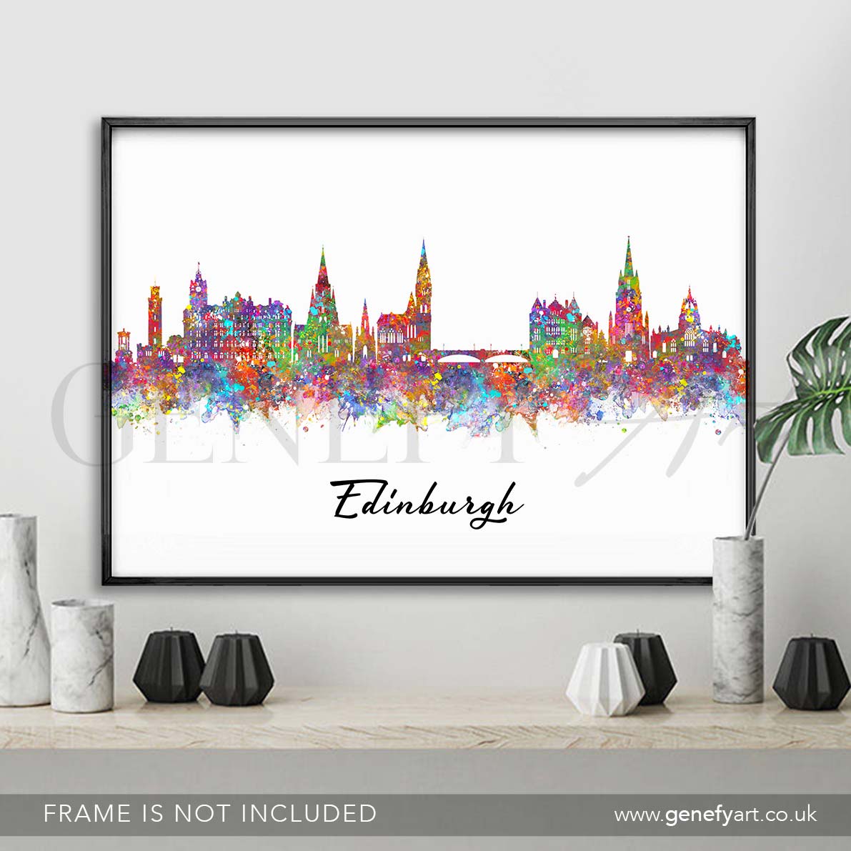 Edinburgh Skyline Watercolour Print - Genefy Art