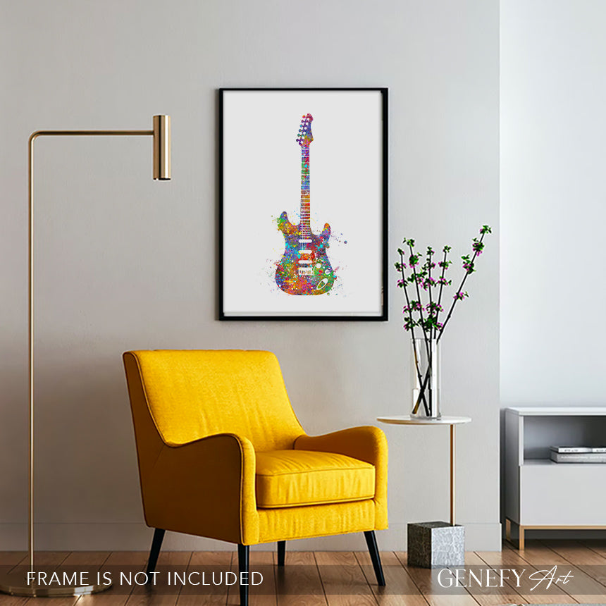 Electric Guitar Watercolour Art
