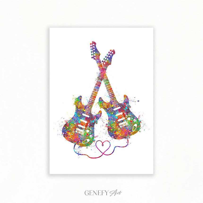 Electric Guitar Watercolour Art