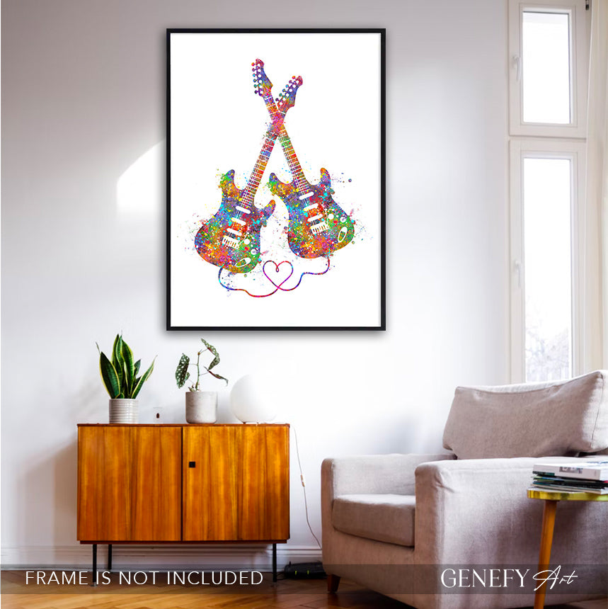 Electric Guitar Watercolour Art