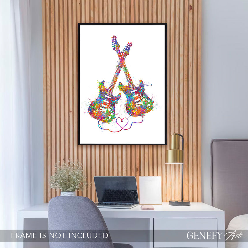 Electric Guitar Watercolour Art