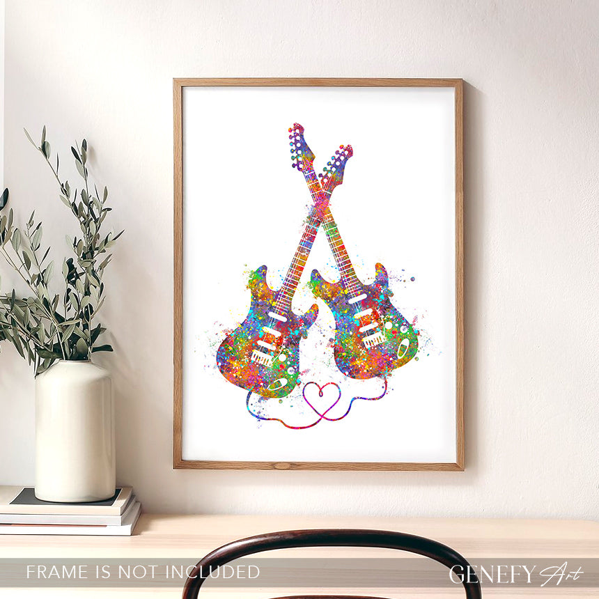 Electric Guitar Watercolour Art