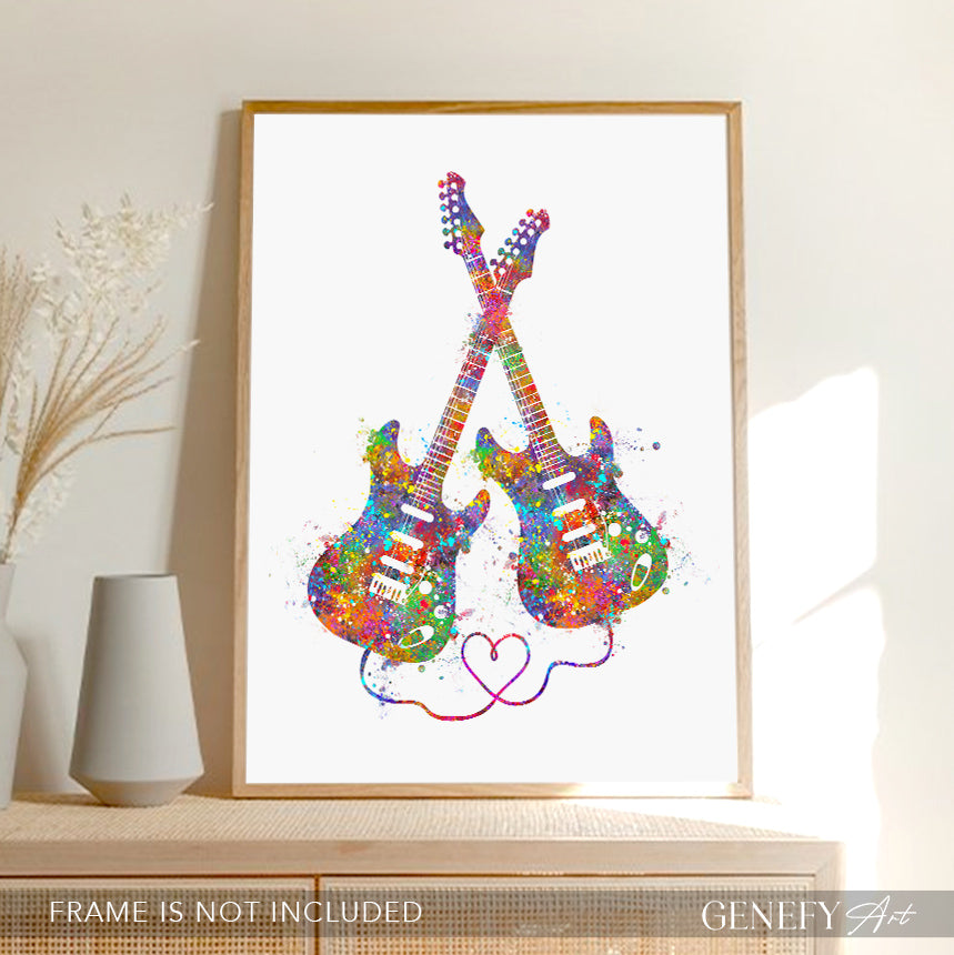 Electric Guitar Watercolour Art
