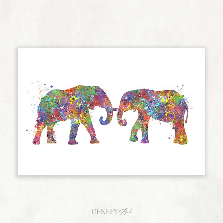 Elephant Couple Watercolour Art