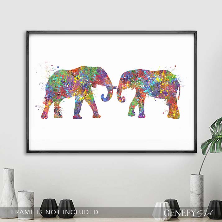 Elephant Couple Watercolour Art