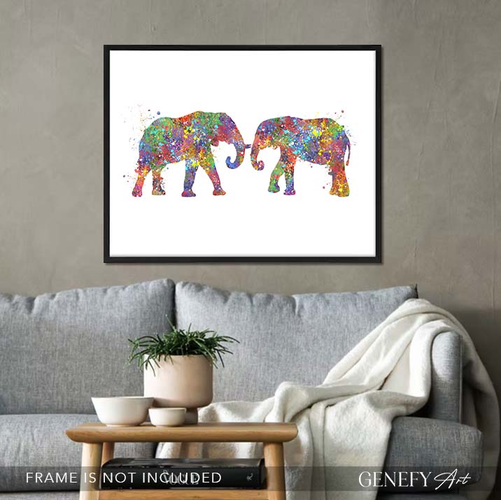 Elephant Couple Watercolour Art
