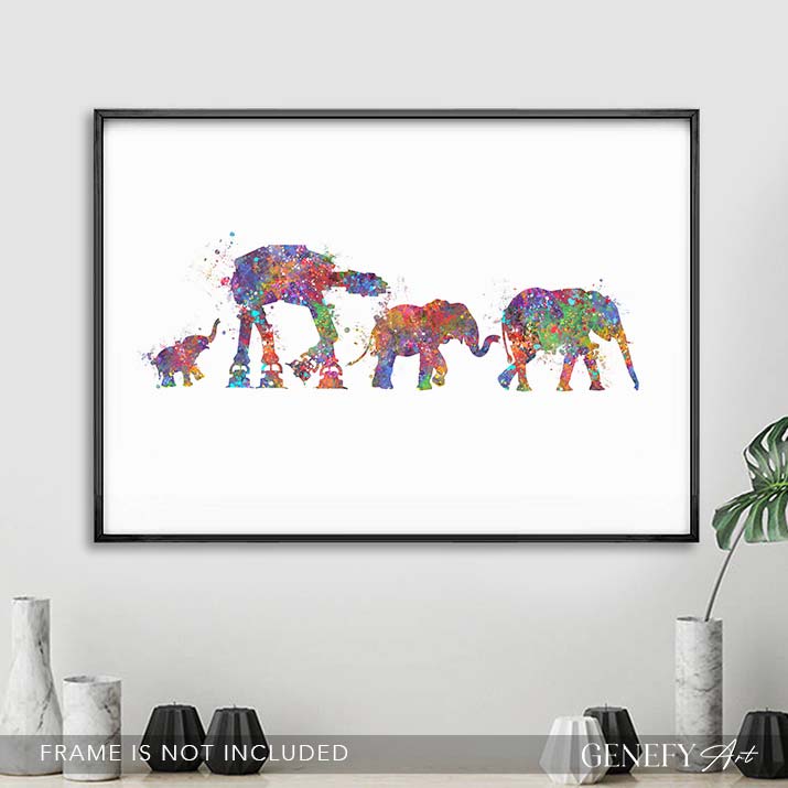 Elephant Family Watercolour Art