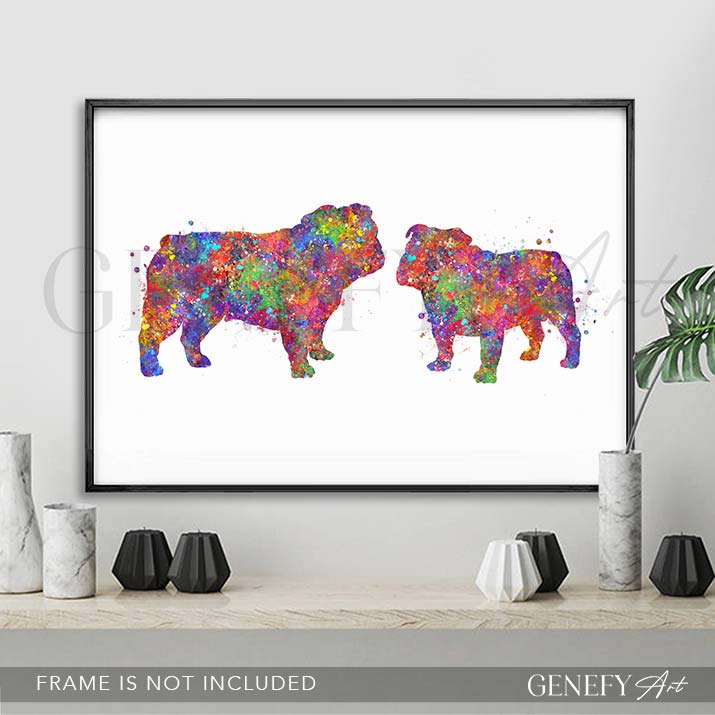 English Bulldog Couple Watercolour Print