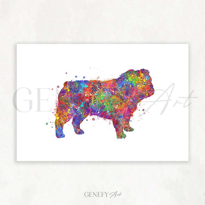 English Bulldog Watercolour Print