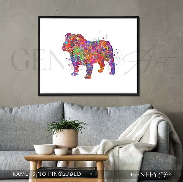 English Bulldog Watercolour Print