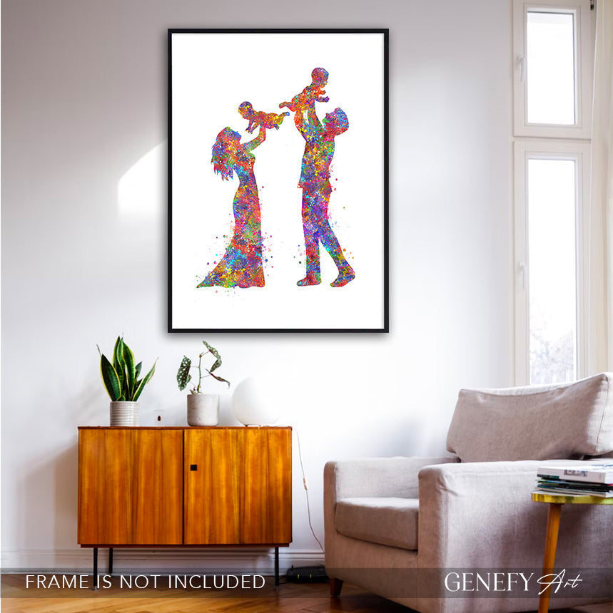 Family of 4 Watercolour Art Print