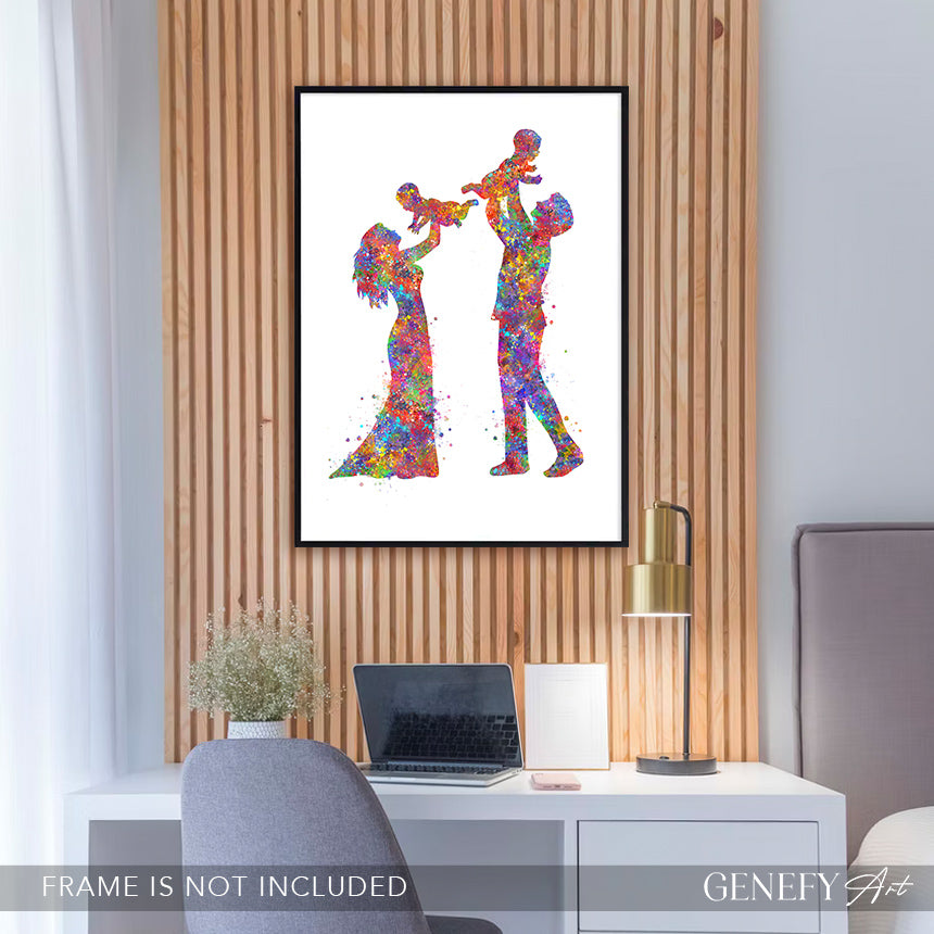 Family of 4 Watercolour Art Print