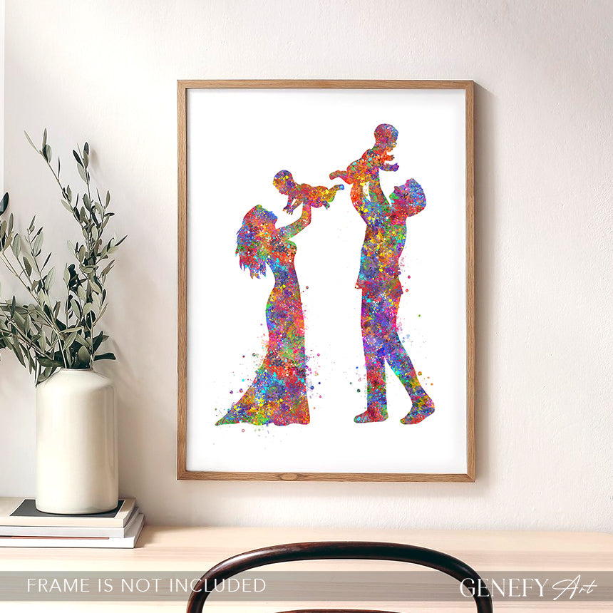 Family of 4 Watercolour Art Print