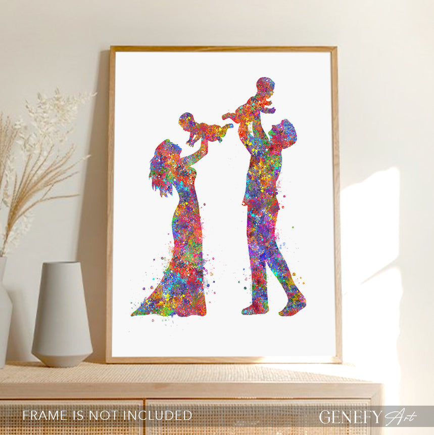 Family of 4 Watercolour Art Print