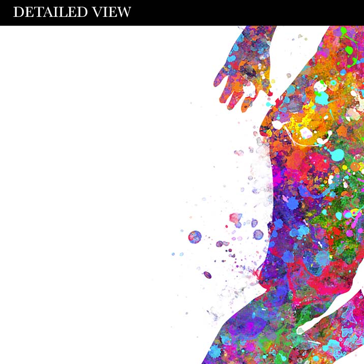 Family of 5 Running Watercolour Print