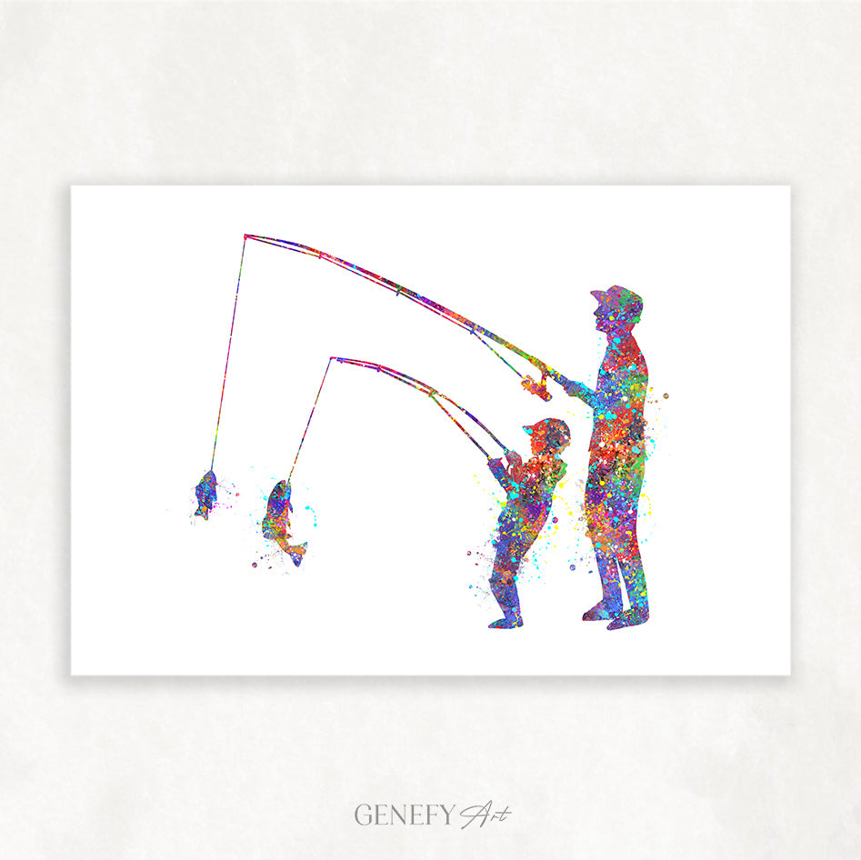 Father and Son Fishing Art Print