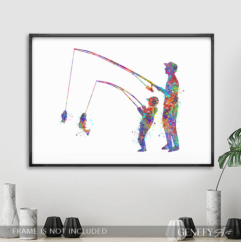 Father and Son Fishing Art Print