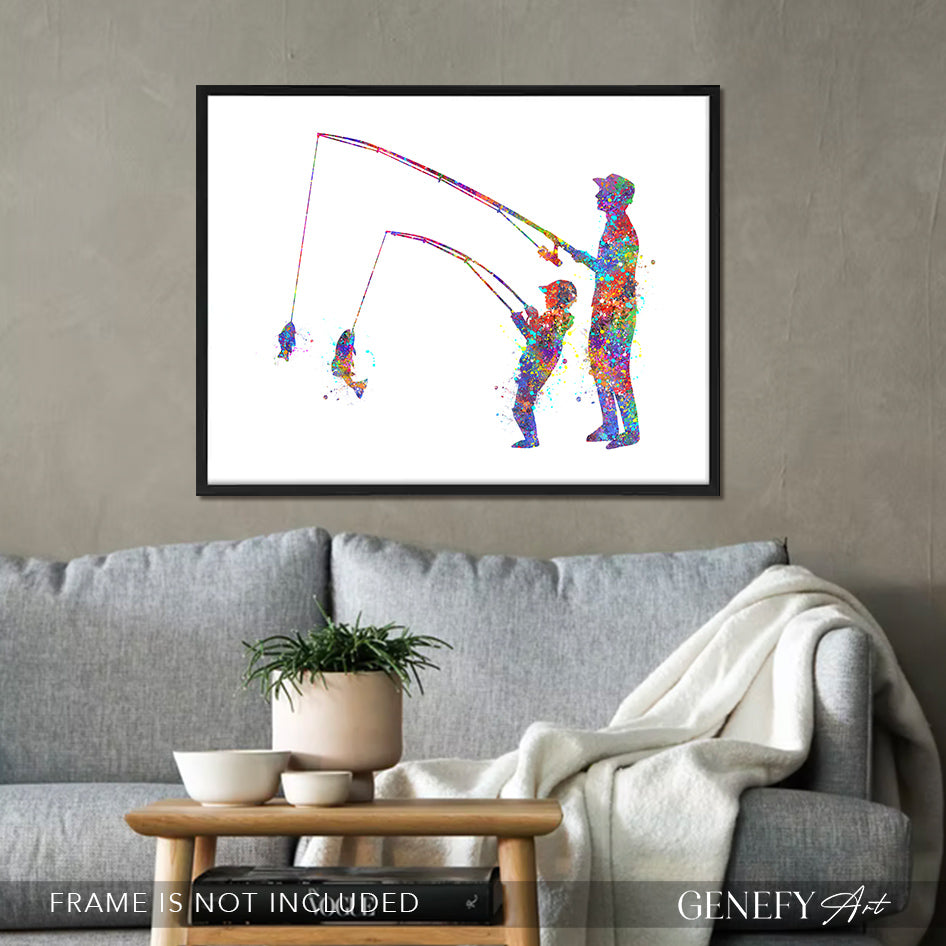 Father and Son Fishing Art Print