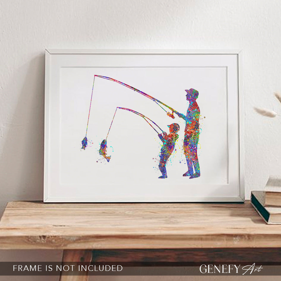 Father and Son Fishing Art Print