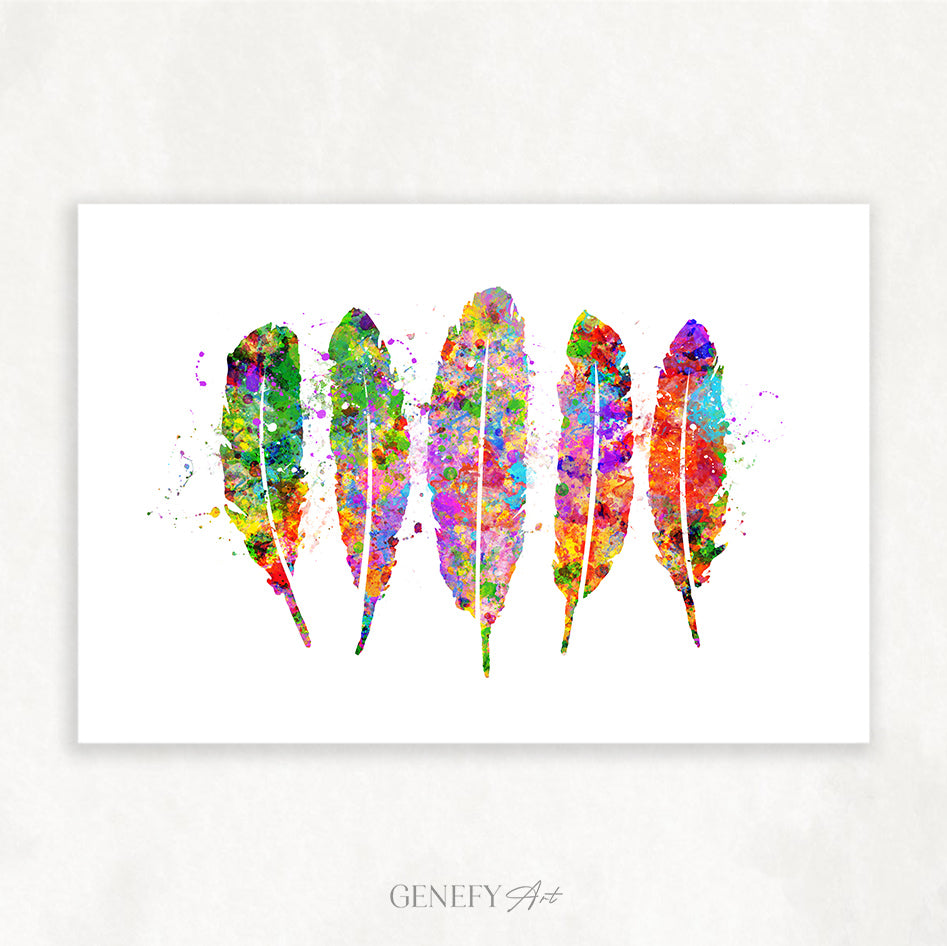 Feathers Watercolour Art Print