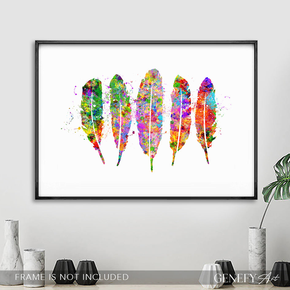 Feathers Watercolour Art Print