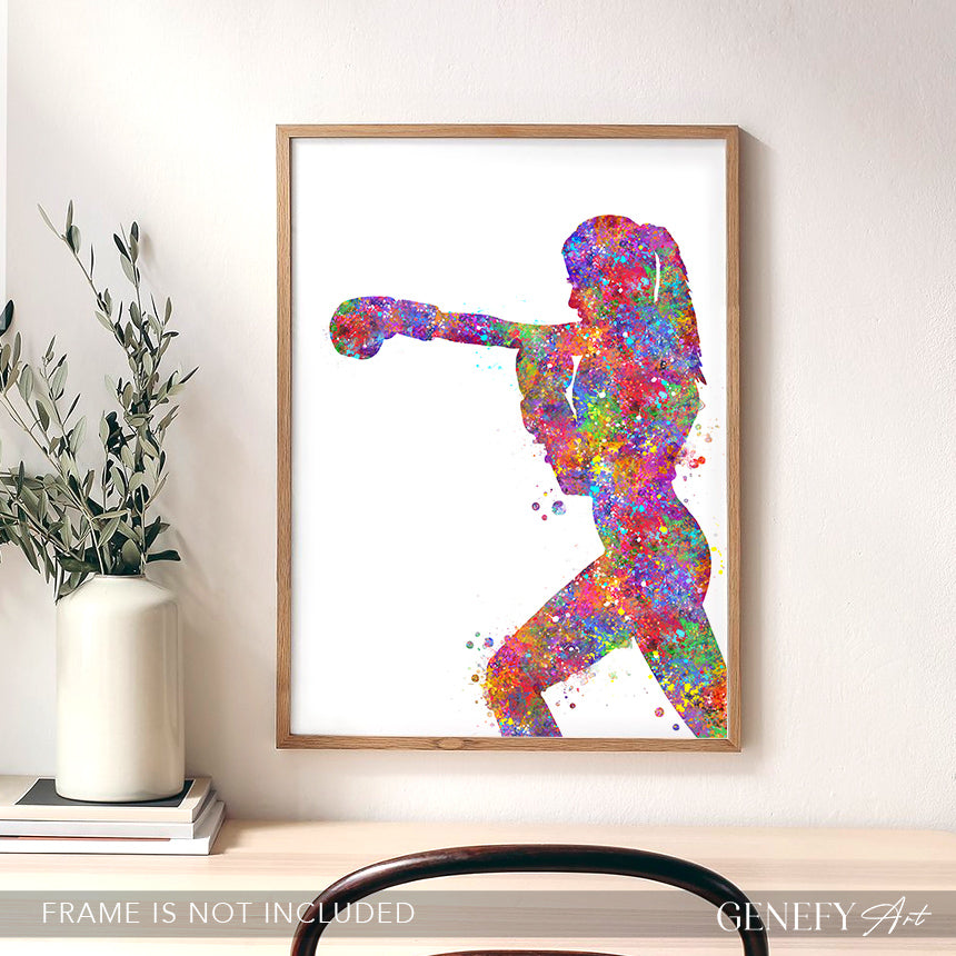 Female Boxer Watercolour Print