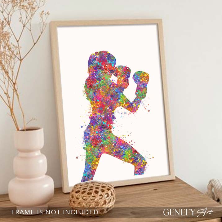 Female Boxer Watercolour Print
