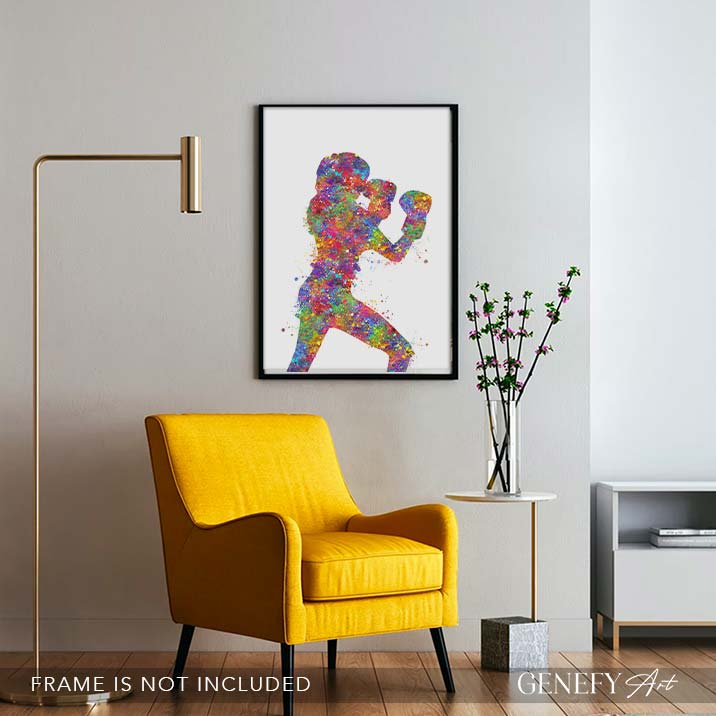 Female Boxer Watercolour Print