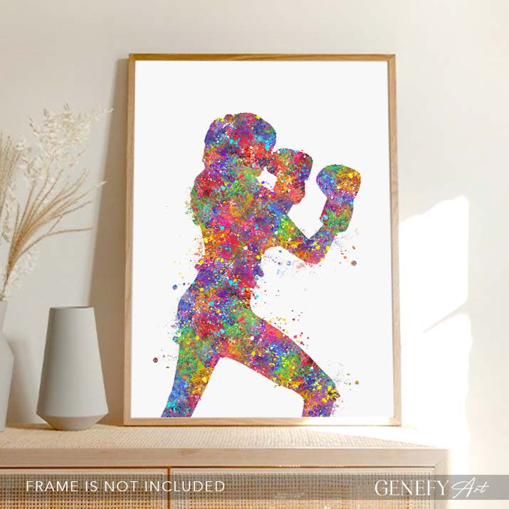 Female Boxer Watercolour Print