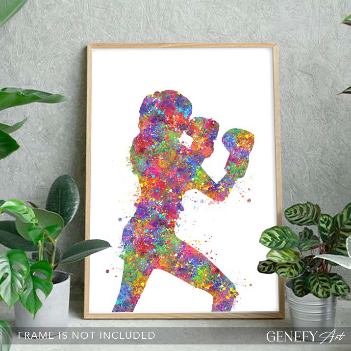 Female Boxer Watercolour Print