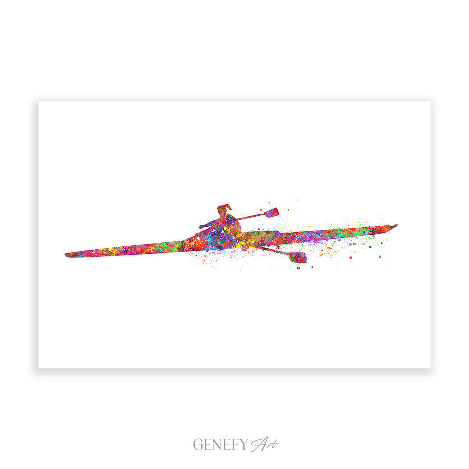 Solo Female Rower Watercolour Art Print
