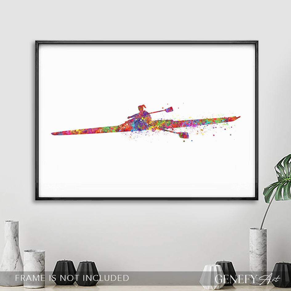 Solo Female Rower Watercolour Art Print