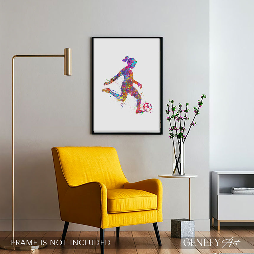 Football Art - Girl Kicking Ball