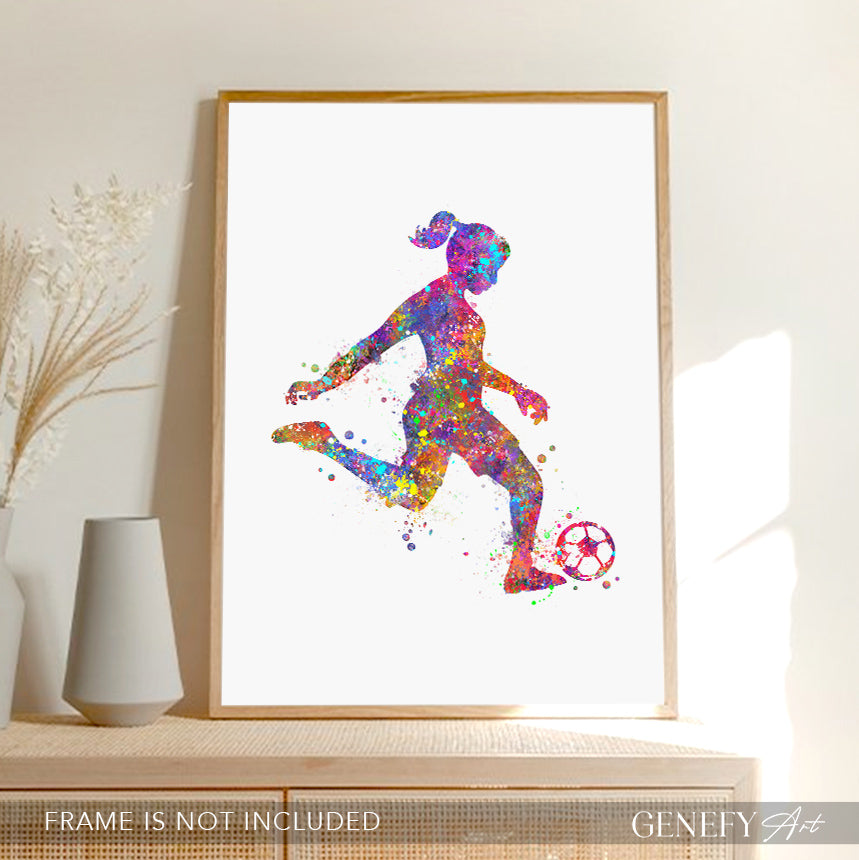 Football Art - Girl Kicking Ball