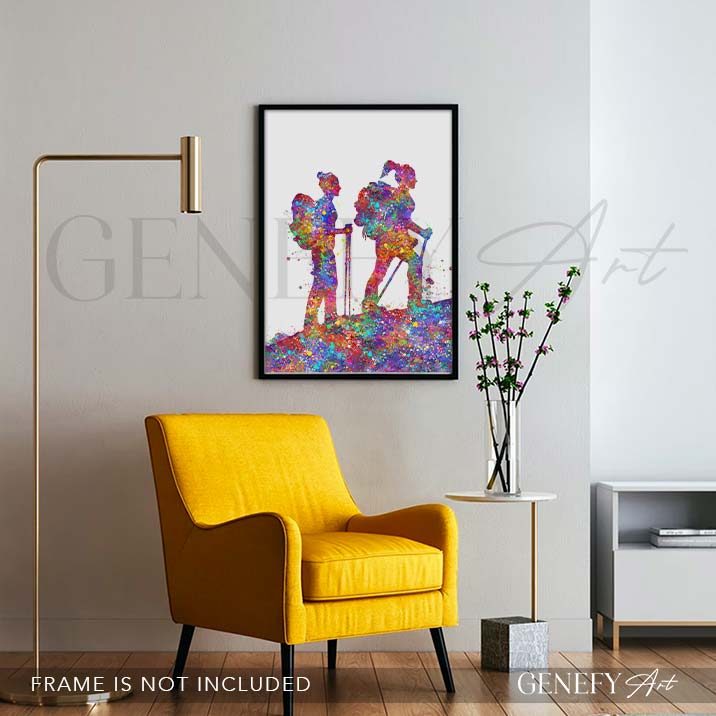 Female Hikers Watercolour Print